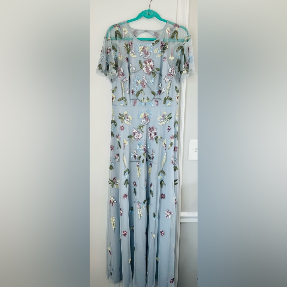 Floral Embroidered Jumpsuit - Blue